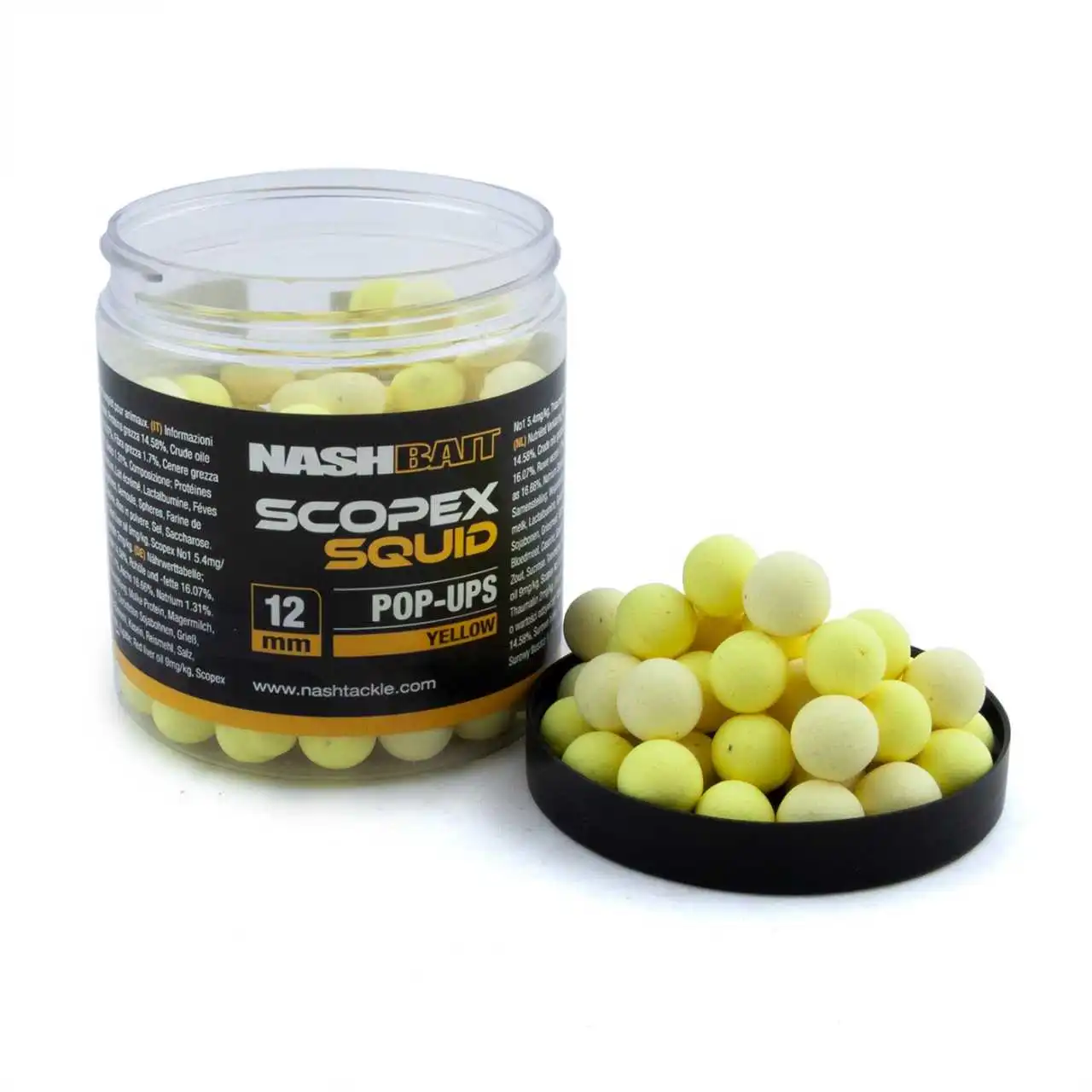 Nash Bait Scopex Squid Pop Ups Yellow 12mm 50g